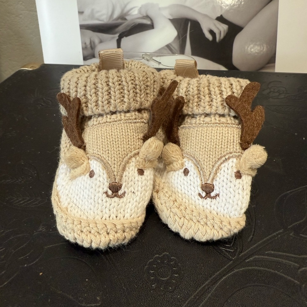 Carter's Tan Reindeer Kids Slippers